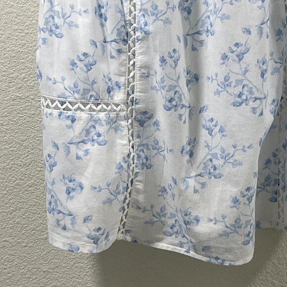NWT, CAROLINE CONSTAS 2 Piece Cami/Shorts Woven Pajama Set, White/Blue - S - Picture 4 of 15